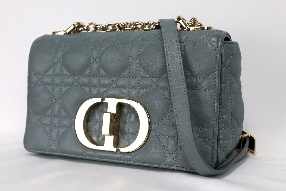 Sac bandoulière Christian Dior Canage Caro cuir gris authentique 71331A