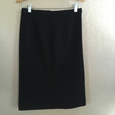 VTG 100 New Wool Black Straight Pencil Skirt Made in England Below Knee DAMAGED
