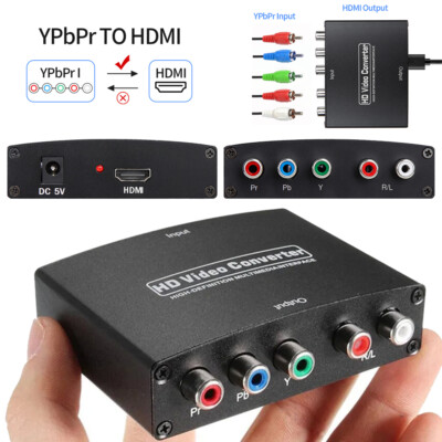 YPbPr Component to HDMI Audio Video Converter Stereo L/R 5RCA RGB Adapter 1080P