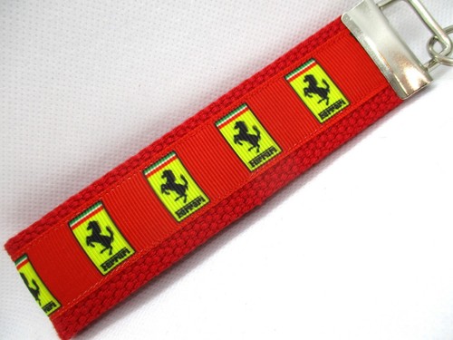 Ferrari Car Ribbon on Strong Webbing Key Fob Keychain Wristlet Luxury Sports Car - Picture 3 of 11