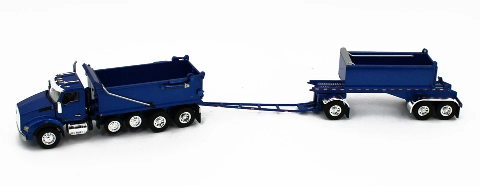 2022 DCP 1:64 *BLUE* Kenworth T880 Rogue Dump Truck & Transfer Dump Trailer NIB - Image 2 of 4
