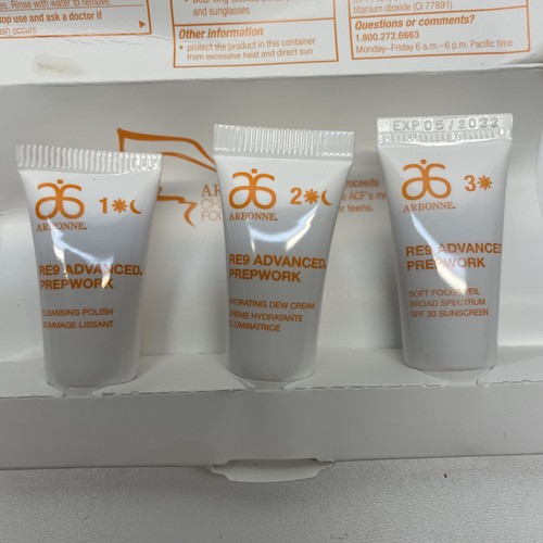 (3) ARBONNE RE9 ADVANCED PREPWORK Sample Set For Face, 3x 3ml, Travel Size - Picture 2 of 2