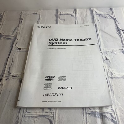 Sony DAV-DZ100 DVD Home Theater System Owners Manual