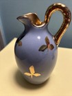 Vintage Two Small Pitchers Blue With Gold Leaves — photo 4