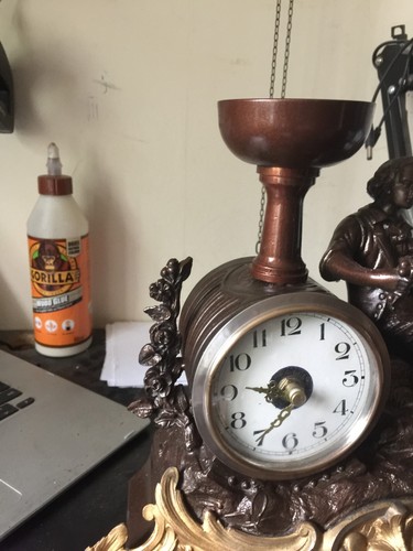 victorian brass and spelter clock converted to quartz movementREDUCED - Picture 5 of 7
