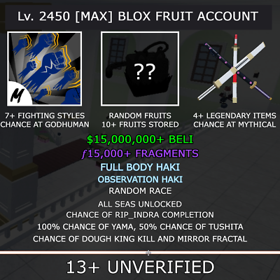 🍊🔥BLOX FRUIT ROBLOX ACCOUNT [LV. 2450] [MAX], GODHUMAN, FRUTAS, ESPADAS,  TODOS HAKI