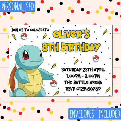Personalisierte Pokemon Geburtstag Party Einladungen Einladungen inklusive Umschläge x12