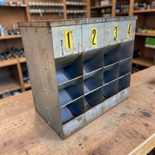 Vintage LYON Metal Parts Hardware Nail Screw Chute Style Bin Cabinet Organizer