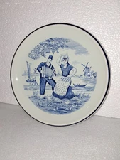 Vintage BOCH Belgium Delft's Windmill Boats Accordion Plate Royal Sphinx