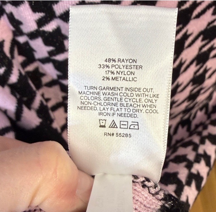 Express Pink Houndstooth Open Duster Cardigan Siz… - image 6