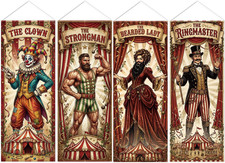 Creepy Carnival Halloween Decorations - 4PCS Halloween Circus Carnival Banner De