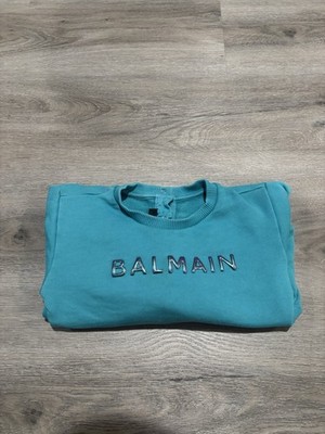 Balmain Toddler Logo Print Cotton Sweatshirt Teal 2T