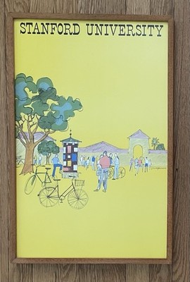 Vintage 1960s Stanford University Jim McGuinness Campus Poster 15  X 23   Framed