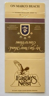 EAGLE'S NEST A MARINER FIVE STAR RESORT, MARCO ISLAND, FL MATCHBOOK COVER