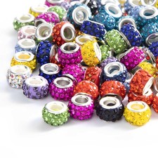 Large Hole Rhinestone Crystal Charm Spacer Rhinestone Jewelry Making Supplies
