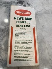 Vintage 1940s Sinclair News Map Europe & Near East with Western Europe War Zone