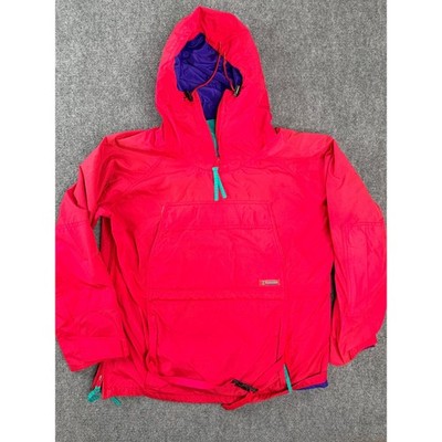 Vintage Columbia Anorak Jacket Mens Medium Pink Purple Teal Pullover Hooded 90s