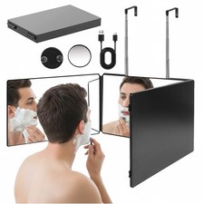UK 3 Way Mirror Mirror Self Hair Cut Back View Adjustable Tri fold with LED