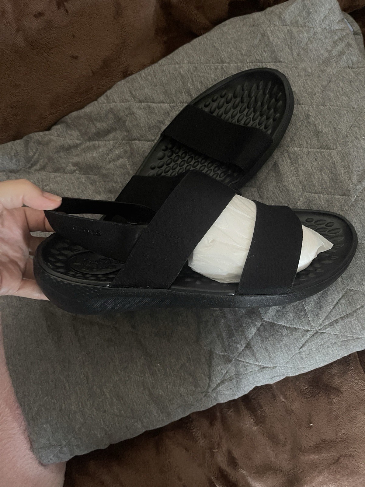 Crocs Black Literide 360 Sandal Women Stretch Straps Comfort Size 11-image