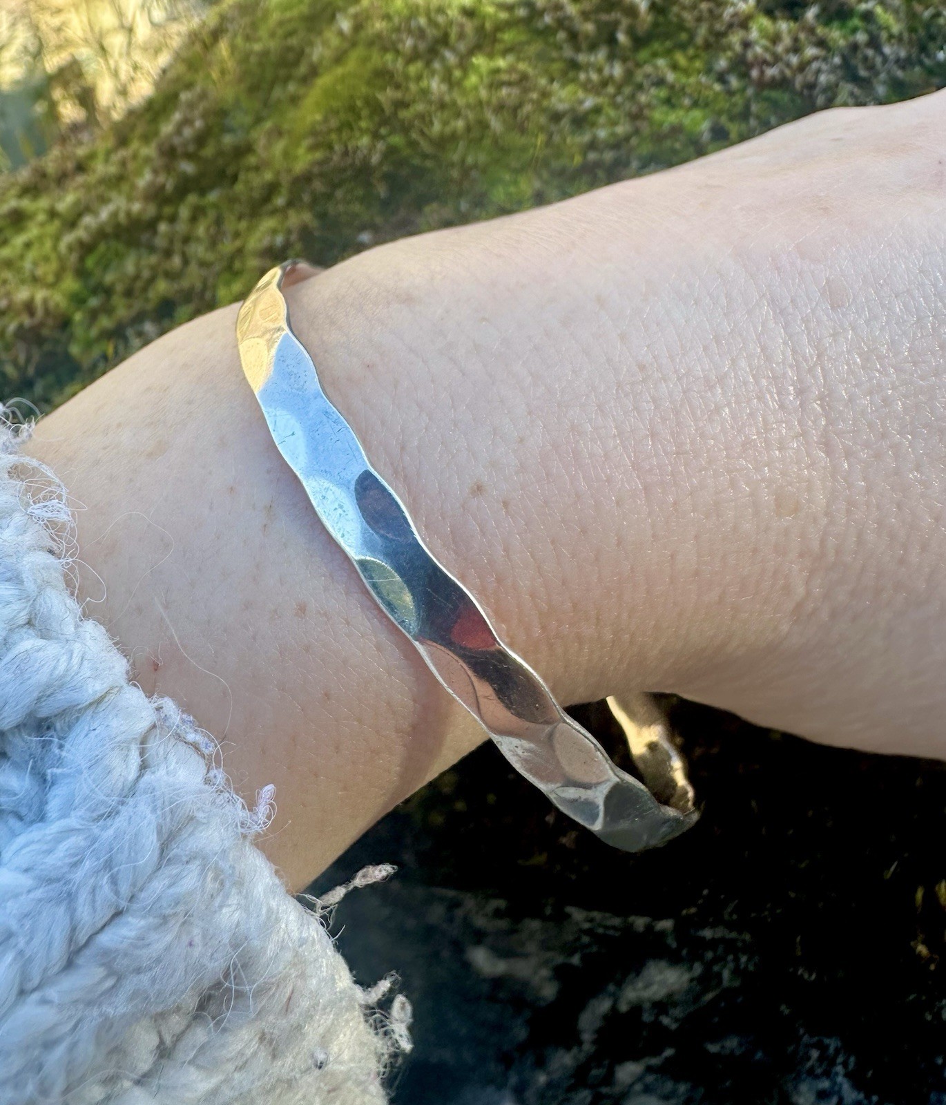 925 Sterling Solid Silver Hammered Contemporary B… - image 6