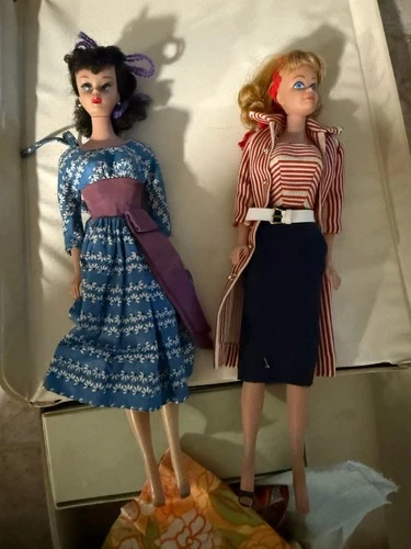 Vintage Barbie Dolls from 60s with Case & Various Accessories