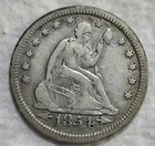 1854 P Seated Liberty Silver Quarter.  Estimated Uncirculated V. Fine 30. A1225.