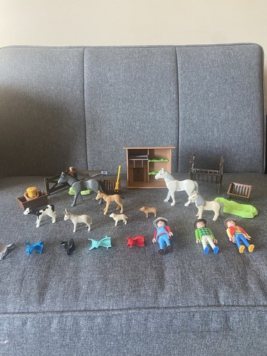 Playmobil Mini Farm Animals Set 20+ Horses, Cow, Sheep (Great Condition)