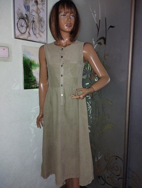Women Laura Ashley Dress Khaki Cotton 34 / XS / 42