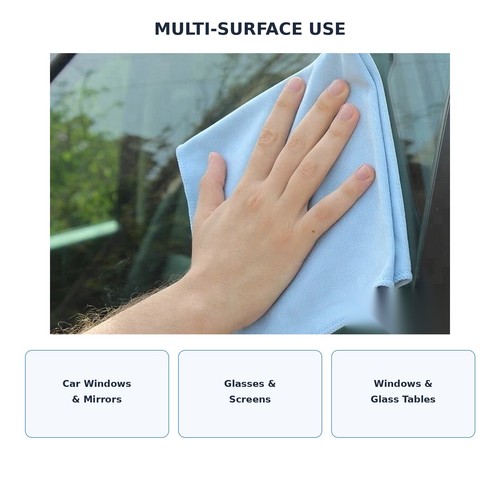 Microfibre Glass Cleaning Cloth Streak-Free Lint-Free Window Car Mirror 300GSM