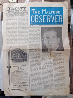 Malta Political Newspaper Nationalist Party The Maltese Observer February 1967