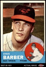 1963 Topps #12 Steve Barber Orioles 7 - NM