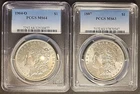 1904 O PCGS MS64 AND 1887 PCGS MS63 Morgan Silver Dollar