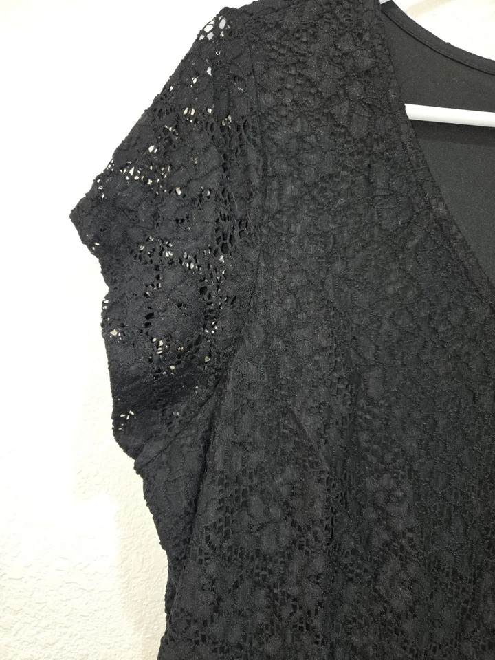 Vestido ISAAC MIZRAHI LIVE Negro Encaje Completamente Forrado, Para Mujer Talla Cintura elástica XL Foto 3 de 4