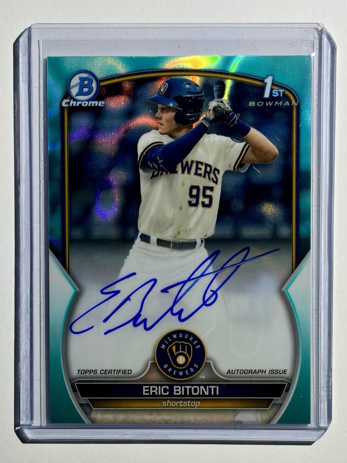 2023 Bowman Draft Eric Bitonti 1st Bowman Chrome Aqua Lava Auto /199 CDA-EB