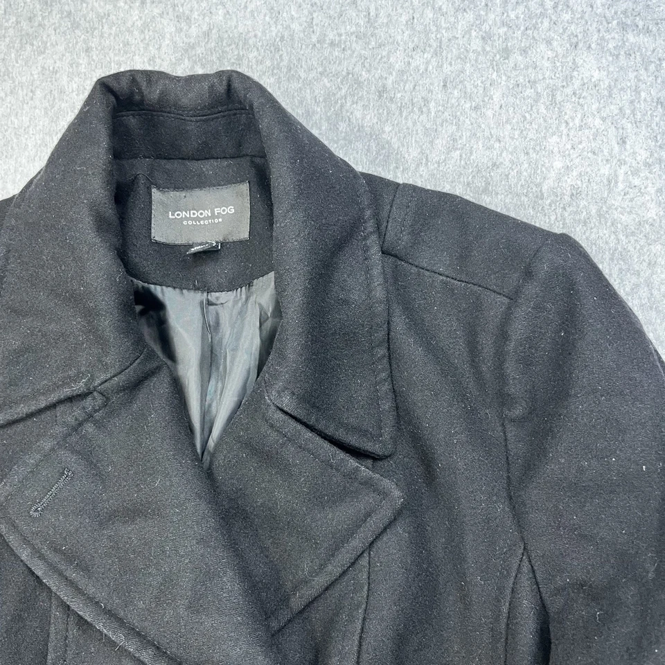 Винтажный London туман гороха пальто Sailor женщин XL черный двубортный 80-х шерсти - Изображение 4 из 4