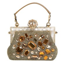 DOLCE & GABBANA Bag Gold Vanda Crystal Evening Clutch Shoulder Handbag 5620usd