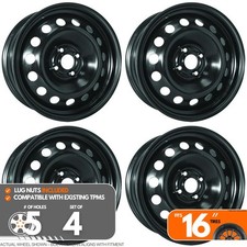 Set of 4 16" Black Steel Wheel Rims fit 2017-20 Fiat 124 Spider, RTX 29S 4Lug