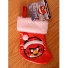 Angry birds red bird wearing santa hat satin MINI christmas stocking