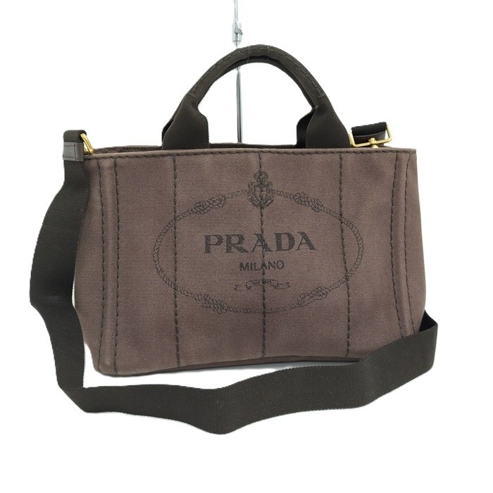 PRADA Canapa Tote 2WAY Handbag Canvas Brown from japan