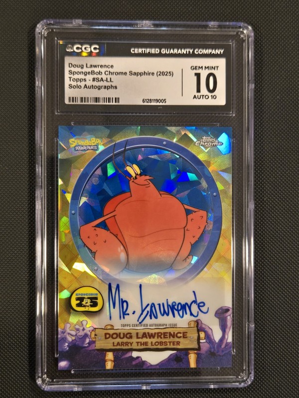 2025 Topps Chrome Spongebob Sapphire Larry Auto Doug Lawrence CGC 10 #SA-LL