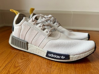 adidas NMD R1 Boost White/Gray/Yellow Knit Low Top Cushioned FZ3781