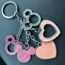 Disney Minnie Mickey Mouse Key Ring Purse Chain Bag Charm Pink  Sliver