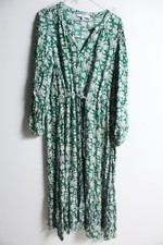 Next Womens Floral Drawstring Waist Boho Maxi Dress - Green - Size 14 (L17)