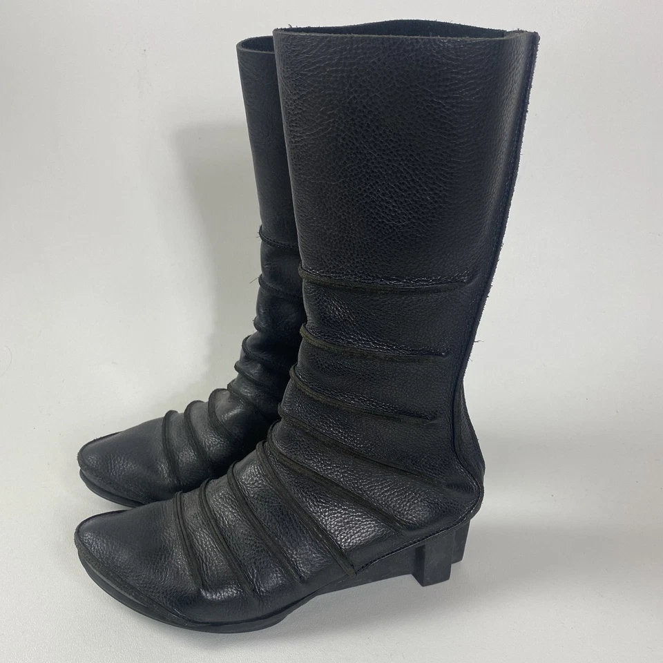 TRIPPEN Alemania Botas de Cuero Negras 2" Cuña Trasera Cremallera Talla EU 40 US 9 Foto 2 de 4
