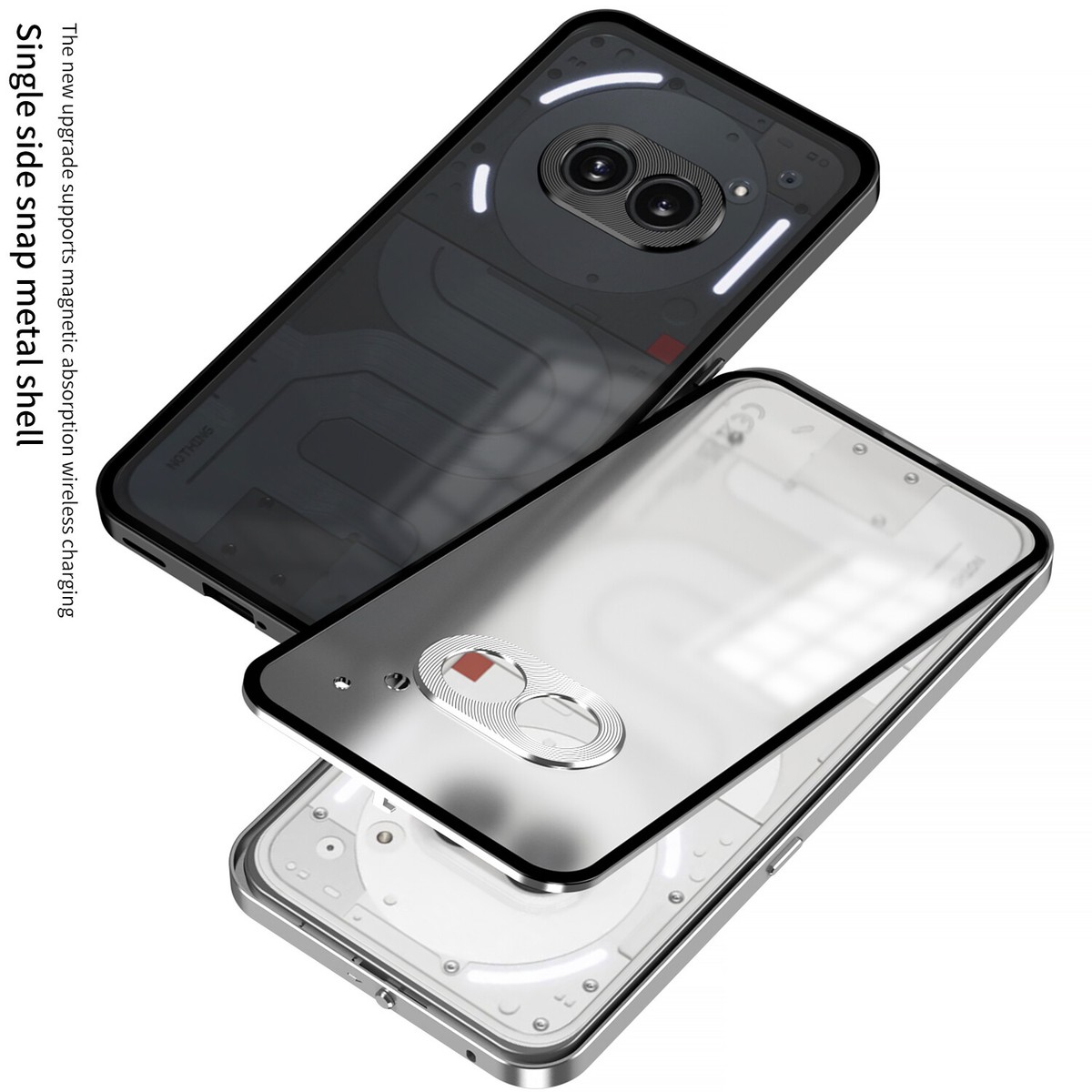 Magnetic Metal Bumper Frame +Matte Acrylic Back case For Nothing