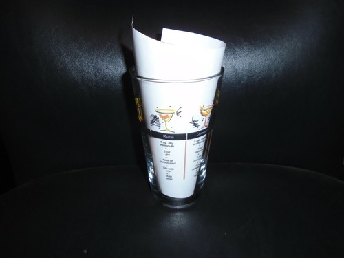 VINTAGE LIBBEY COCKTAIL SHAKER GLASS WITH RECIPES - Picture 1 of 2