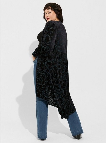 Torrid Disney Haunted Mansion Kimono Velvet Maxi Hi Lo Open NWT New 2X - Picture 9 of 11