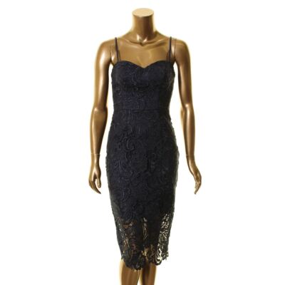 DECODE 1.8 NEW Women's Navy Lace Cocktail Sheath Dress 2 TEDO