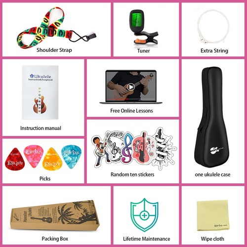 Soprano Ukulele Beginner Kit for Adult Student w/Free Online Lesson 21 Inch U... - Picture 6 of 6