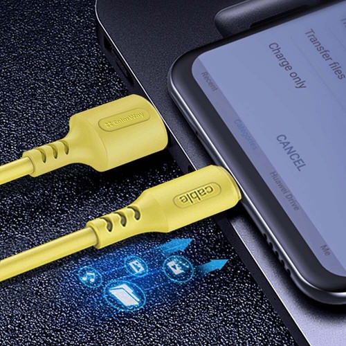 Ladekabel ColorWay USB - Type-C (weiches Silikon) 2,4A 1m grün/lila/gelb - Bild 10 von 25